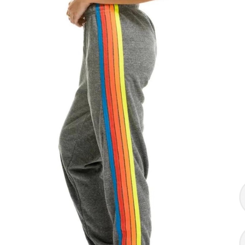 Aviator Nation Gray Sweatpants with Rainbow Accents